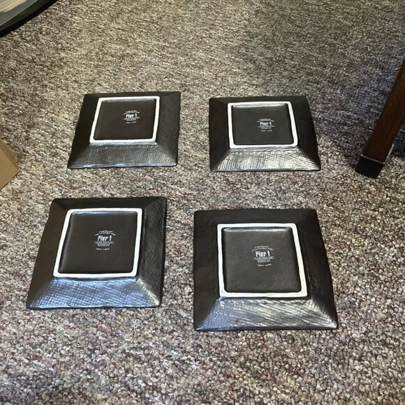 Pier 1 Set of 4 Square Crackle Sushi Plates, Blue/Green - Picture 2 of 5